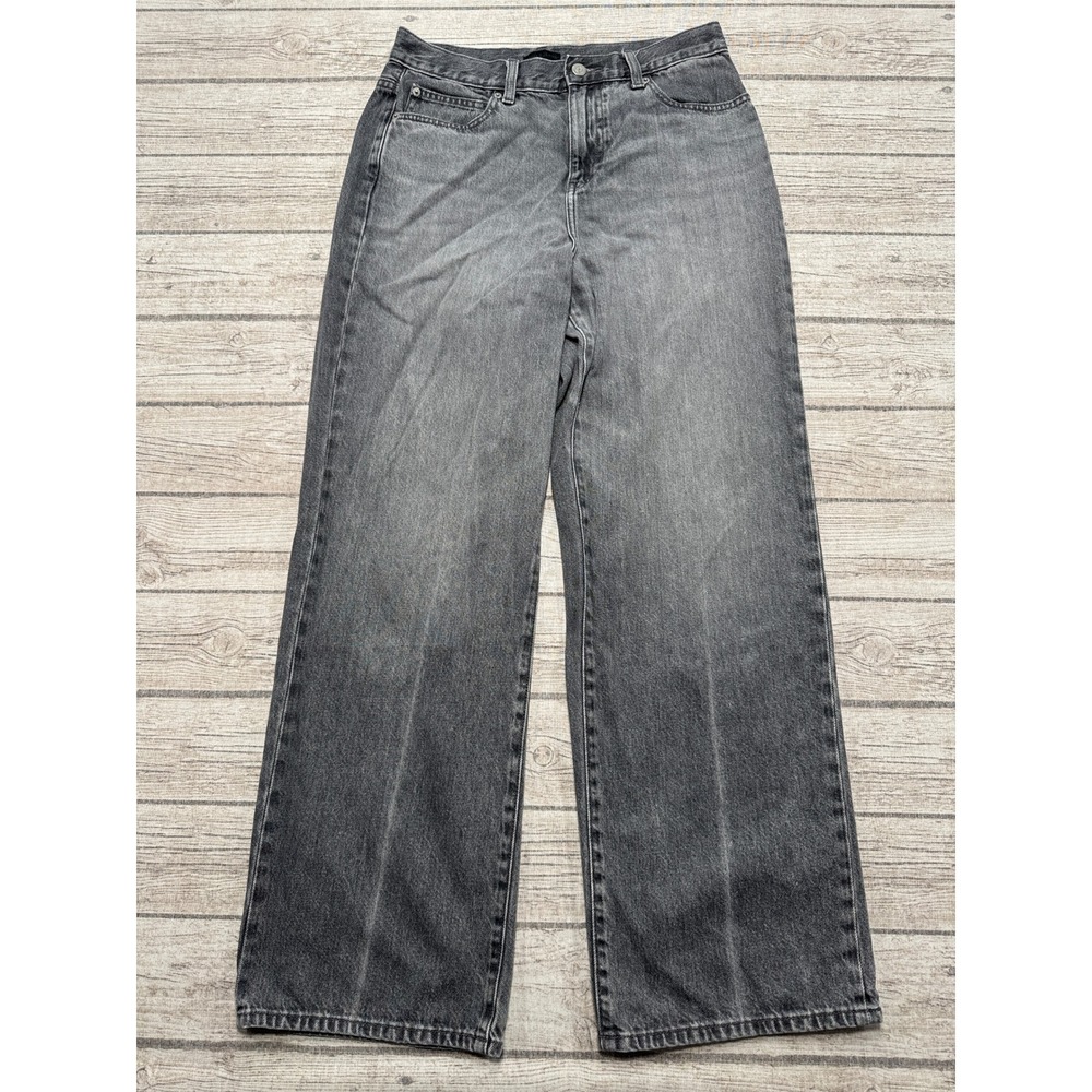 Uniqlo Jeans Women's 27 Faded Black High Rise Cotton Wide Leg Denim Baggy Fit